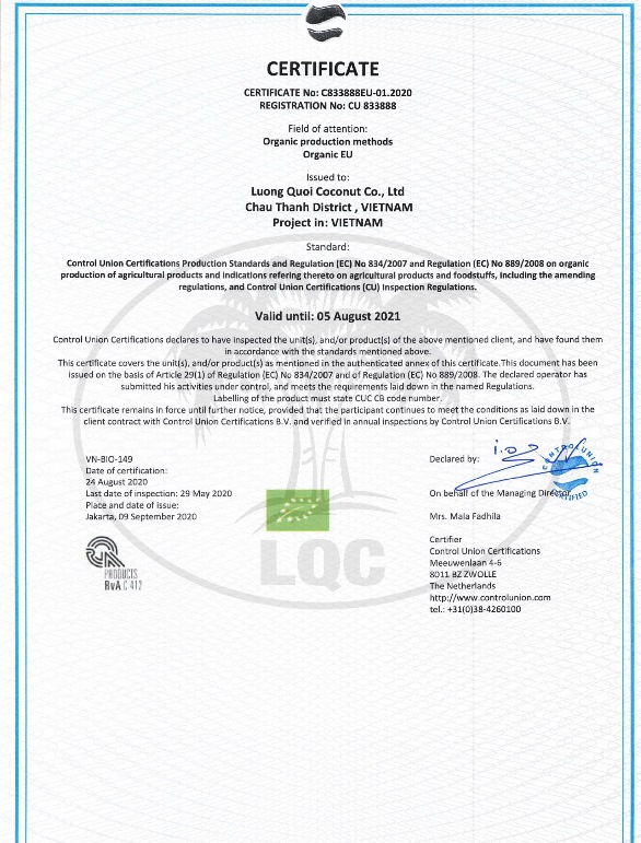 Сертификат EU Organic 2020